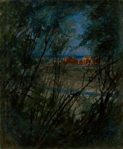 Blauw landschap door Laszlo Mednyanszky